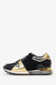 Louis Vuitton Black/Gold Monogram Suede and Leather Run Away Lace Up Sneakers Size 37