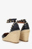 Valentino Black Leather Rockstud Espadrilles Size 36