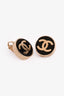 Pre-Loved Chanel™ 2023 Gold Tone/Black Metal/Enamel CC Earclips