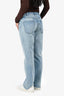 Celine Blue Denim Triomphe Embellished Straight Legged Jeans Size 30