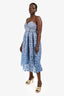 Self-Portrait Blue/Beige Lave Midi Dress Size 8 US