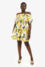Dolce & Gabbana White/Yellow Lemon Printed Off Shoulder Mini Dress Size 44
