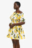 Dolce & Gabbana White/Yellow Lemon Printed Off Shoulder Mini Dress Size 44