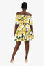 Dolce & Gabbana White/Yellow Lemon Printed Off Shoulder Mini Dress Size 44