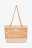 Pre-Loved Chanel™ 1996-97 Beige Woven Straw Lambskin CC Shopper Tote