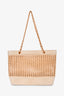 Pre-Loved Chanel™ 1996-97 Beige Woven Straw Lambskin CC Shopper Tote