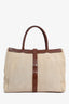 Pre-Loved Chanel™ 2000-02 Beige/Brown Linen Leather Trimmed CC Tote