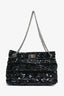 Pre-Loved Chanel™ 2011 Black Striped Sequins and Patent Leather Small Reissue Shoulder Bag
