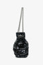 Pre-Loved Chanel™ 2011 Black Striped Sequins and Patent Leather Small Reissue Shoulder Bag