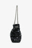 Pre-Loved Chanel™ 2011 Black Striped Sequins and Patent Leather Small Reissue Shoulder Bag