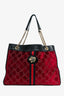 Gucci Red Velvet GG Monogram Large Rajah Chain Tote