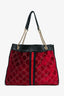 Gucci Red Velvet GG Monogram Large Rajah Chain Tote