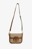 Gucci GG Monogram/Brown Leather 'Horsebit 1955' Small Shoulder Bag with Extra Strap