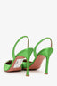 Amina Muaddi Green Satin 'Camelia' Sling Pumps Size 41