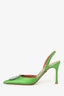 Amina Muaddi Green Satin 'Camelia' Sling Pumps Size 41