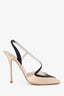 Rene Caovilla Pink/Black Satin Crystal Embellished Slingback Heels Size 41.5