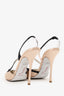 Rene Caovilla Pink/Black Satin Crystal Embellished Slingback Heels Size 41.5
