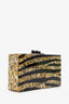 Edie Parker Gold/Black Animal Print Acrylic Minaudière