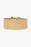 Valentino Beige Patent Leather Pearl/Crystal Buckle Wide Belt Size 85/34