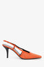 Gucci Orange GG Logo Mesh Crystal Embellishments Slingback Pumps Size 41