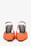 Gucci Orange GG Logo Mesh Crystal Embellishments Slingback Pumps Size 41