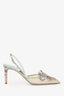 Rene Caovilla Grey Lace Jewel Slingback Venezia Pumps Size 41