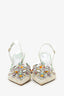 Rene Caovilla Grey Lace Jewel Slingback Venezia Pumps Size 41