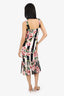 Dolce & Gabbana Black/White Striped Silk Floral Print Dress Size 44