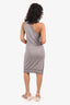 Roberto Cavalli Grey Ribbed Fringed One Shoulder Dress Size 40 (As Is)