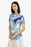 Emilio Pucci Blue Printed Zip-Back T-Shirt Size 10