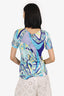 Emilio Pucci Blue Printed Zip-Back T-Shirt Size 10