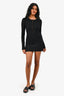Saint Laurent Black Wool Blend Crochet Knit Mini Dress Size XS