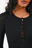 Saint Laurent Black Wool Blend Crochet Knit Mini Dress Size XS
