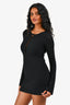 Saint Laurent Black Wool Blend Crochet Knit Mini Dress Size XS