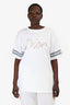 Christian Dior 2022 White/Grey Embroidered Ribbon Logo T-Shirt Size L Mens