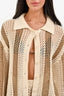 Lovers + Friends Cream/Taupe Crochet Button Down Shirt Size M