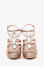 Miu Miu Pink Satin Crystal Embellishments T-Strap Sandals Size 35.5