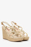 Prada Gold Metallic Strappy Espadrille Wedge Sandals Size 6