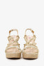 Prada Gold Metallic Strappy Espadrille Wedge Sandals Size 6