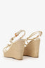 Prada Gold Metallic Strappy Espadrille Wedge Sandals Size 6
