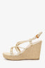 Prada Gold Metallic Strappy Espadrille Wedge Sandals Size 6