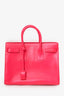 Saint Laurent Hot Pink Leather Small Sac De Jour with Strap