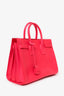 Saint Laurent Hot Pink Leather Small Sac De Jour with Strap