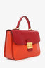 Miu Miu Red/Orange Leather Madras Leather Push Lock Flap Top Handle Bag