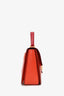 Miu Miu Red/Orange Leather Madras Leather Push Lock Flap Top Handle Bag