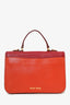 Miu Miu Red/Orange Leather Madras Leather Push Lock Flap Top Handle Bag