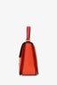 Miu Miu Red/Orange Leather Madras Leather Push Lock Flap Top Handle Bag