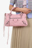 Balenciaga Pink Lizard Embossed Leather Motocross Classic City