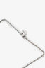 Miu Miu Silver Toned Pink Ribbon Heart Pearl Drop Necklace