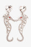 Alessandra Rich Crystal Seahorse Heart Clip On Earrings